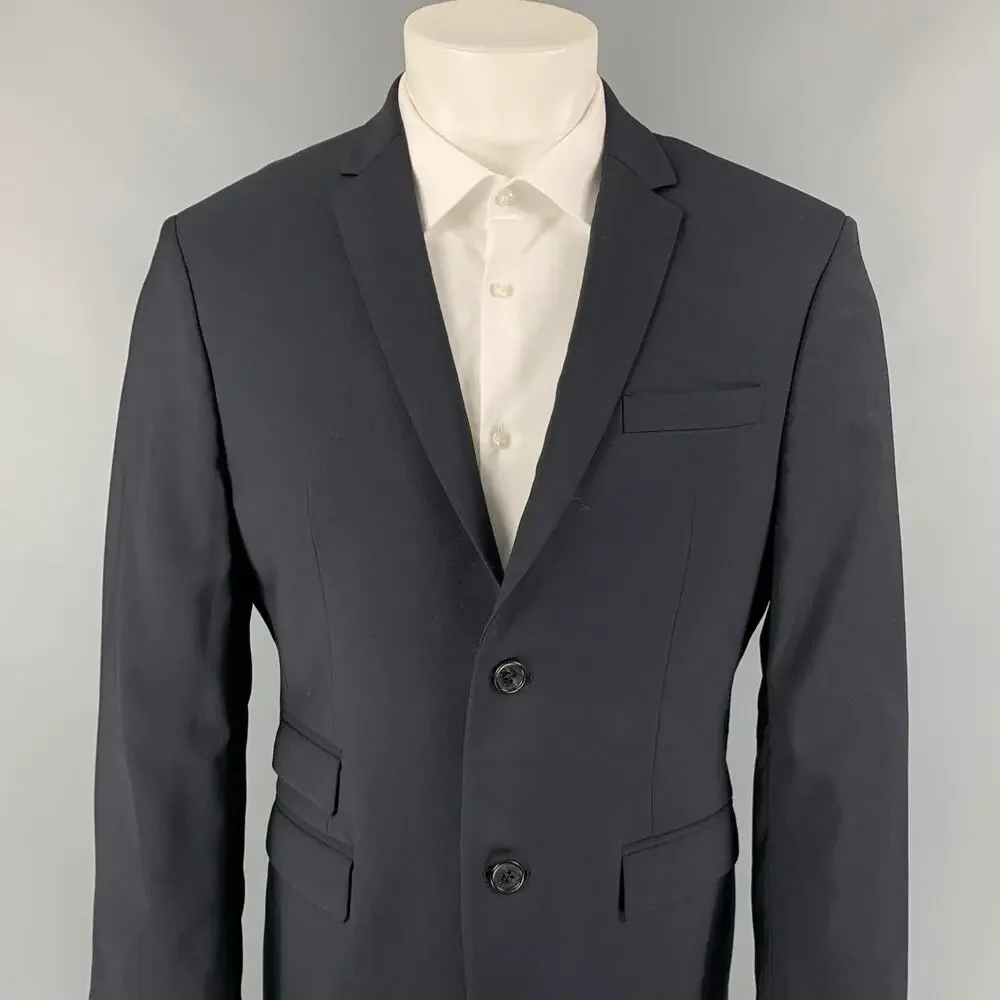 NEIL BARRETT Size 40 Navy Wool Single Breasted Slim Fit Sport Coat